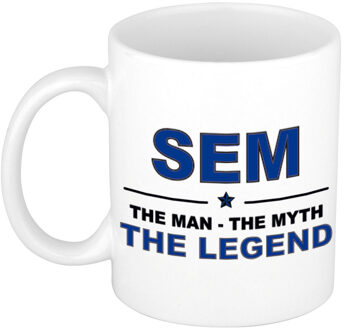 Bellatio Decorations Sem cadeau mok - man myth legend - naam koffiemok / beker - wit en blauw - 300 ml