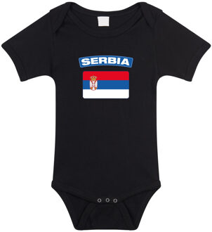 Bellatio Decorations Serbia / Servie landen rompertje met vlag zwart voor babys 56 (1-2 maanden)