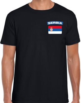 Bellatio Decorations Serbia / Servie landen shirt met vlag zwart voor heren - borst bedrukking 2XL