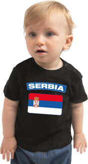 Bellatio Decorations Serbia t-shirt met vlag Servie zwart voor babys 80 (7-12 maanden)