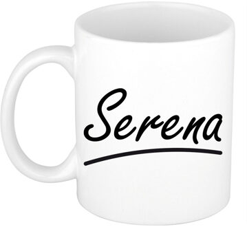 Bellatio Decorations Serena Naam koffiemok - beker - met sierlijke letters - wit - 300 ml - Cadeau - Dames