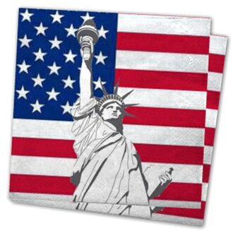Bellatio Decorations Servetten met vlag van Verenigde staten 20x