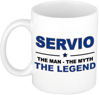 Bellatio Decorations Servio cadeau mok - man myth legend - naam koffiemok / beker - wit en blauw - 300 ml Donkerblauw