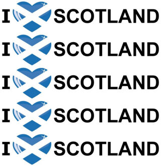 Bellatio Decorations Set van 10x stuks i Love Scotland vlag sticker 19.6 cm - Feestartikelen en versieringen