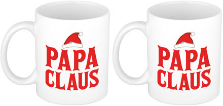 Bellatio Decorations Set van 2x stuks papa Claus koffiemokken / theebekers kerstcadeau vader 300 ml