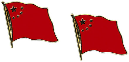 Bellatio Decorations Set van 2x stuks pin broche supporters speldje vlag China 20 mm
