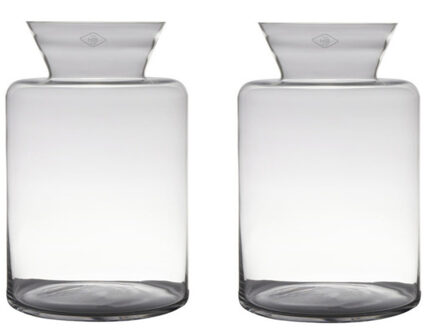 Bellatio Decorations Set van 2x stuks transparante luxe grote stijlvolle vaas/vazen van glas 37 x 24 cm - Bloemen/boeketten vaas voor binnen gebruik