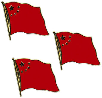 Bellatio Decorations Set van 3x stuks pin broche supporters speldje vlag China 20 mm