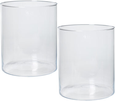 Bellatio Decorations Set van 3x stuks transparante home-basics Cylinder vaas/vazen van glas 30 x 35 cm - Bloemen/boeketten - binnen gebruik