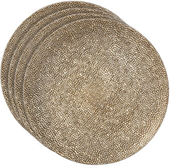 Bellatio Decorations Set van 4x stuks inge christmas kaarsbord - goud - kunststof - 33 cm - onderbord - kaarsen plateau