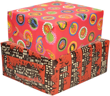 Bellatio Decorations Setje van 10x rollen Sinterklaas inpakpapier/cadeaupapier 2,5 x 0,7 meter 2 soorten prints - Cadeaupapier