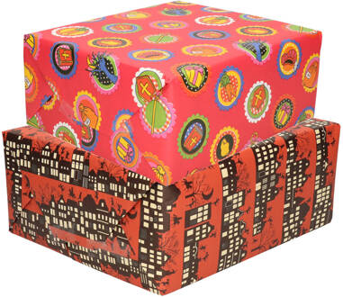 Bellatio Decorations Setje van 10x rollen Sinterklaas inpakpapier/cadeaupapier 2,5 x 0,7 meter 2 soorten prints - Cadeaupapier