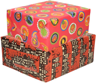 Bellatio Decorations Setje van 8x rollen Sinterklaas inpakpapier/cadeaupapier 2,5 x 0,7 meter 2 soorten prints - Cadeaupapier