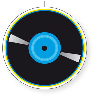 Bellatio Decorations Seventies eighties disco thema LP/vinylplaat decoratie blauw 28 cm - Hangdecoratie