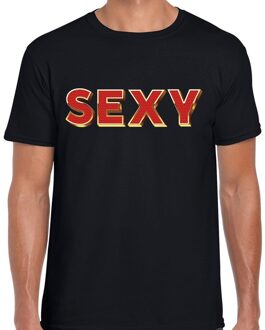 Bellatio Decorations SEXY fun tekst t-shirt zwart met 3D effect voor heren