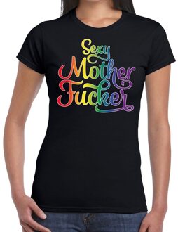 Bellatio Decorations Sexy mother fucker gaypride shirt zwart voor dames 2XL