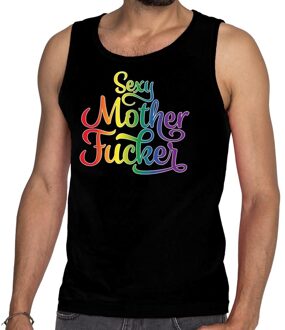 Bellatio Decorations Sexy mother fucker gaypride tanktop zwart heren 2XL