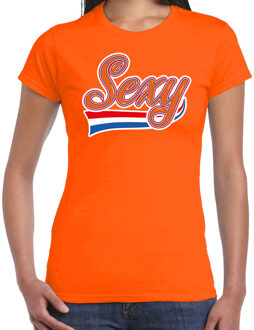 Bellatio Decorations Sexy sierlijke wimpel t-shirt oranje voor dames - EK/WK - Koningsdag shirts 2XL