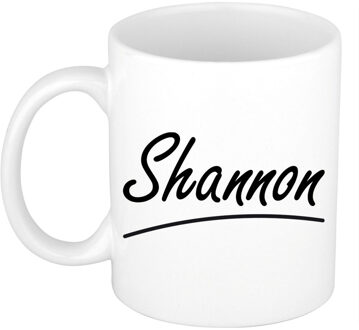 Bellatio Decorations Shannon Naam koffiemok - beker - met sierlijke letters - wit - 300 ml - Cadeau - Dames