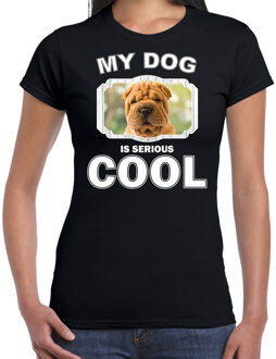 Bellatio Decorations Shar pei honden t-shirt my dog is serious cool zwart - dames - Shar peis liefhebber cadeau shirt 2XL