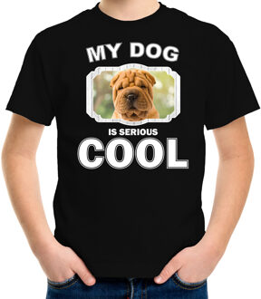 Bellatio Decorations Shar pei honden t-shirt my dog is serious cool zwart - kinderen - Shar peis liefhebber cadeau shirt L (146-152)