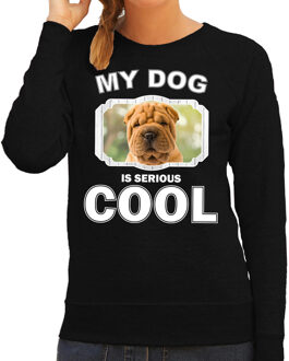 Bellatio Decorations Shar pei honden trui / sweater my dog is serious cool zwart - dames - Shar peis liefhebber cadeau sweaters 2XL