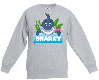 Bellatio Decorations Sharky de haai sweater grijs voor kinderen - unisex - haaien trui 12-13 jaar (152/164)