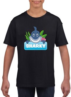 Bellatio Decorations Sharky de haai t-shirt zwart voor kinderen - unisex - haaien shirt L (146-152)