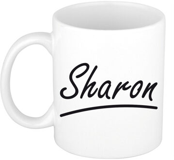 Bellatio Decorations Sharon voornaam kado beker / mok sierlijke letters - gepersonaliseerde mok met naam - Naam mokken Multikleur