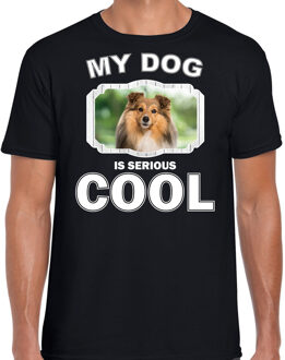 Bellatio Decorations Sheltie honden t-shirt my dog is serious cool zwart - heren - Shelties liefhebber cadeau shirt 2XL