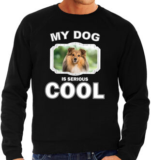 Bellatio Decorations Sheltie honden trui / sweater my dog is serious cool zwart - heren - Shelties liefhebber cadeau sweaters 2XL