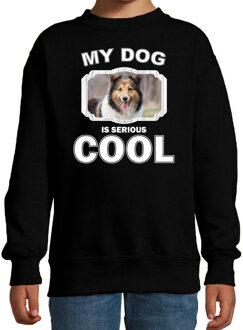 Bellatio Decorations Sheltie honden trui / sweater my dog is serious cool zwart - kinderen - Shetland sheepdogs liefhebber cadeau sweaters 12-13 jaar (152/164)