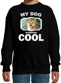 Bellatio Decorations Shiba inu honden trui / sweater my dog is serious cool zwart - kinderen - Shiba inu liefhebber cadeau sweaters 12-13 jaar (152/164)