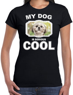 Bellatio Decorations Shih tzu honden t-shirt my dog is serious cool zwart - dames - Shih tzus liefhebber cadeau shirt 2XL