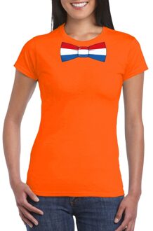 Bellatio Decorations Shirt met Nederland strikje oranje dames 2XL - Feestshirts