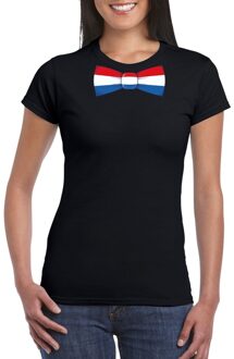 Bellatio Decorations Shirt met Nederland strikje zwart dames M - Feestshirts