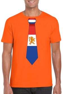 Bellatio Decorations Shirt met Nederland stropdas oranje heren M - Feestshirts