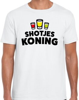 Bellatio Decorations Shotjes Koning drank fun t-shirt wit voor heren 2XL