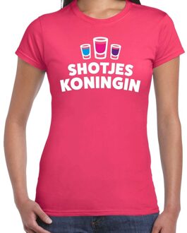 Bellatio Decorations Shotjes Koningin drank fun t-shirt roze voor dames 2XL