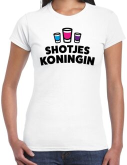 Bellatio Decorations Shotjes Koningin drank fun t-shirt wit voor dames 2XL