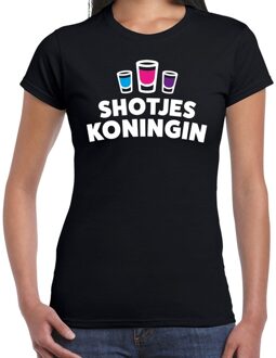 Bellatio Decorations Shotjes Koningin drank fun t-shirt zwart voor dames 2XL