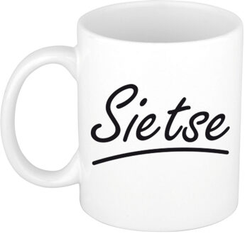Bellatio Decorations Sietse Naam koffiemok - beker - met sierlijke letters - wit - 300 ml - Cadeau - Heren