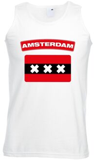 Bellatio Decorations Singlet shirt/ tanktop Amsterdamse vlag wit heren 2XL