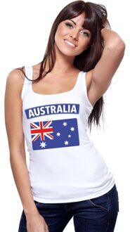 Bellatio Decorations Singlet shirt/ tanktop Australische vlag wit dames L