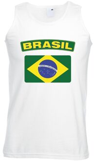 Bellatio Decorations Singlet shirt/ tanktop Braziliaanse vlag wit heren 2XL