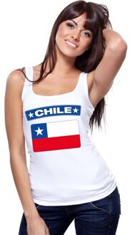 Bellatio Decorations Singlet shirt/ tanktop Chileense vlag wit dames
