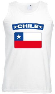 Bellatio Decorations Singlet shirt/ tanktop Chileense vlag wit heren 2XL