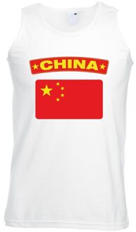 Bellatio Decorations Singlet shirt/ tanktop Chinese vlag wit heren 2XL