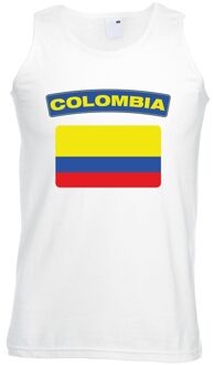 Bellatio Decorations Singlet shirt/ tanktop Colombiaanse vlag wit heren 2XL