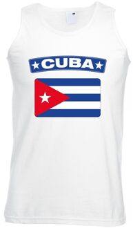 Bellatio Decorations Singlet shirt/ tanktop Cubaanse vlag wit heren 2XL